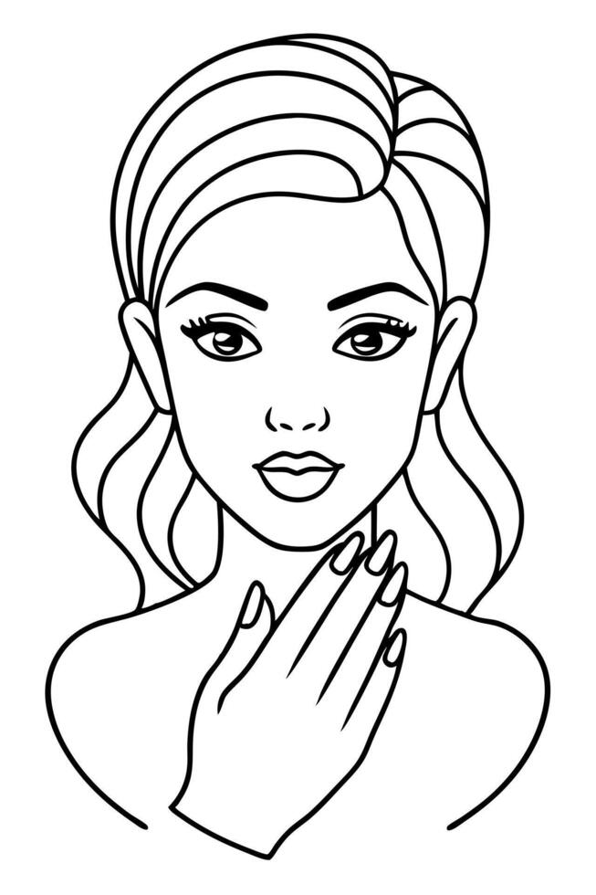 line drawing of manicure art , coloring page, illustration line art vector