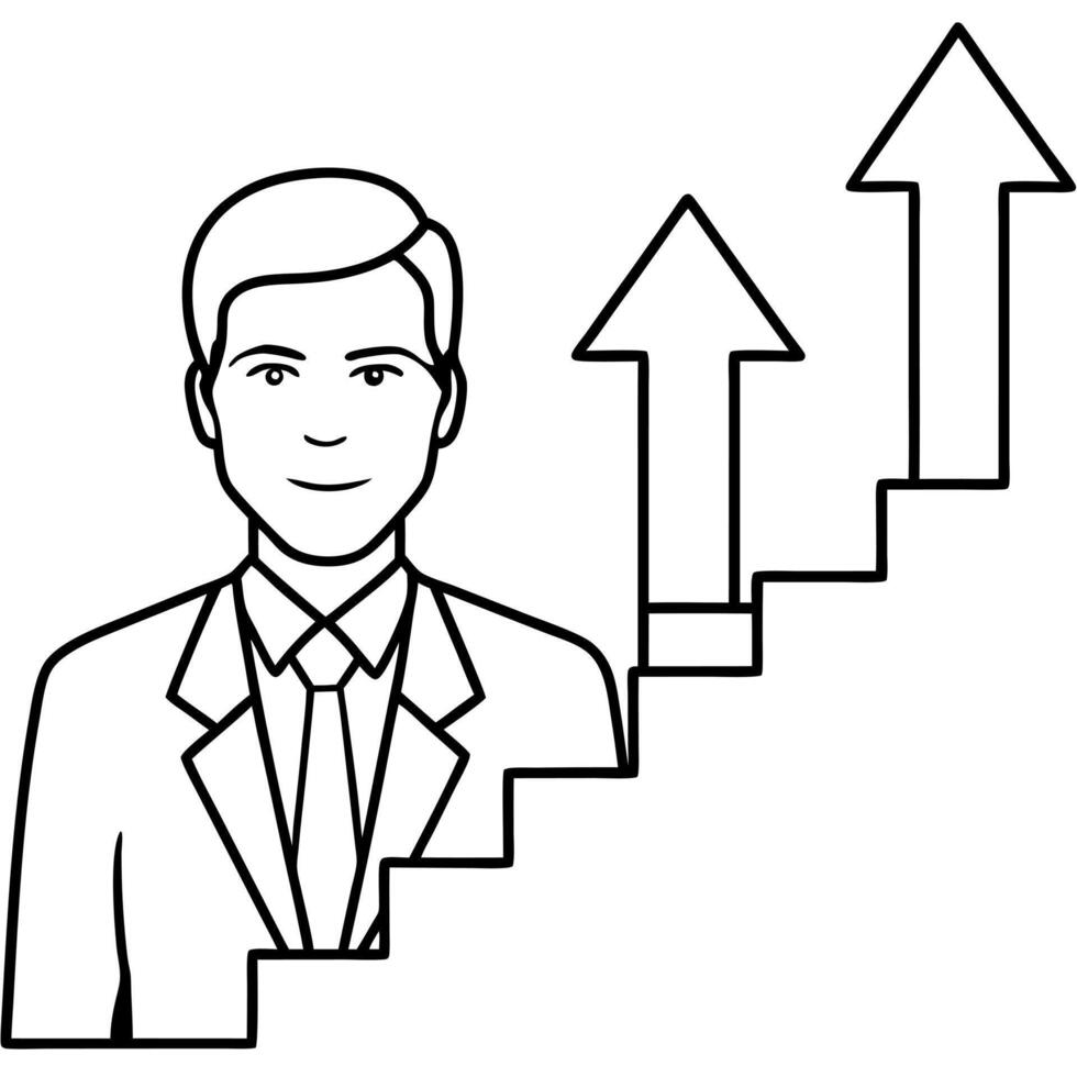 a detailed career path infographic with milestones and upward arrows, illustrating the journey of vector