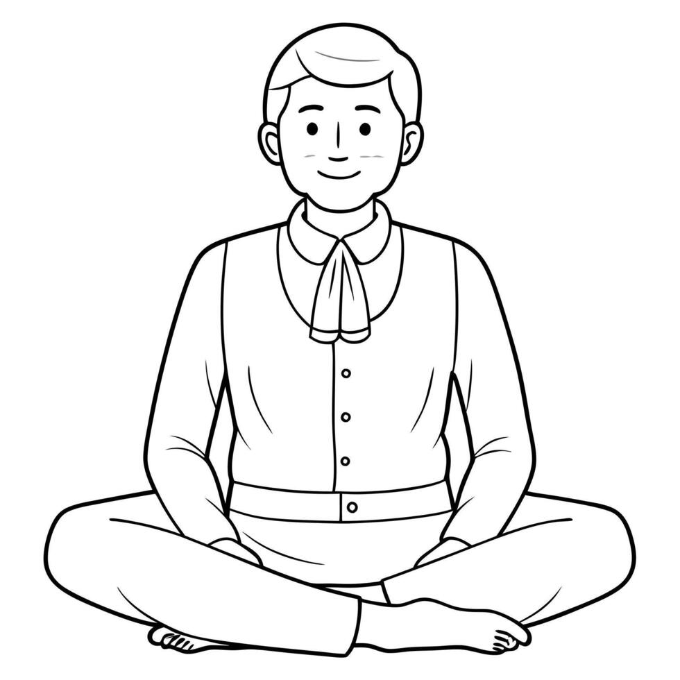 wally is sitting, illustration line art vector