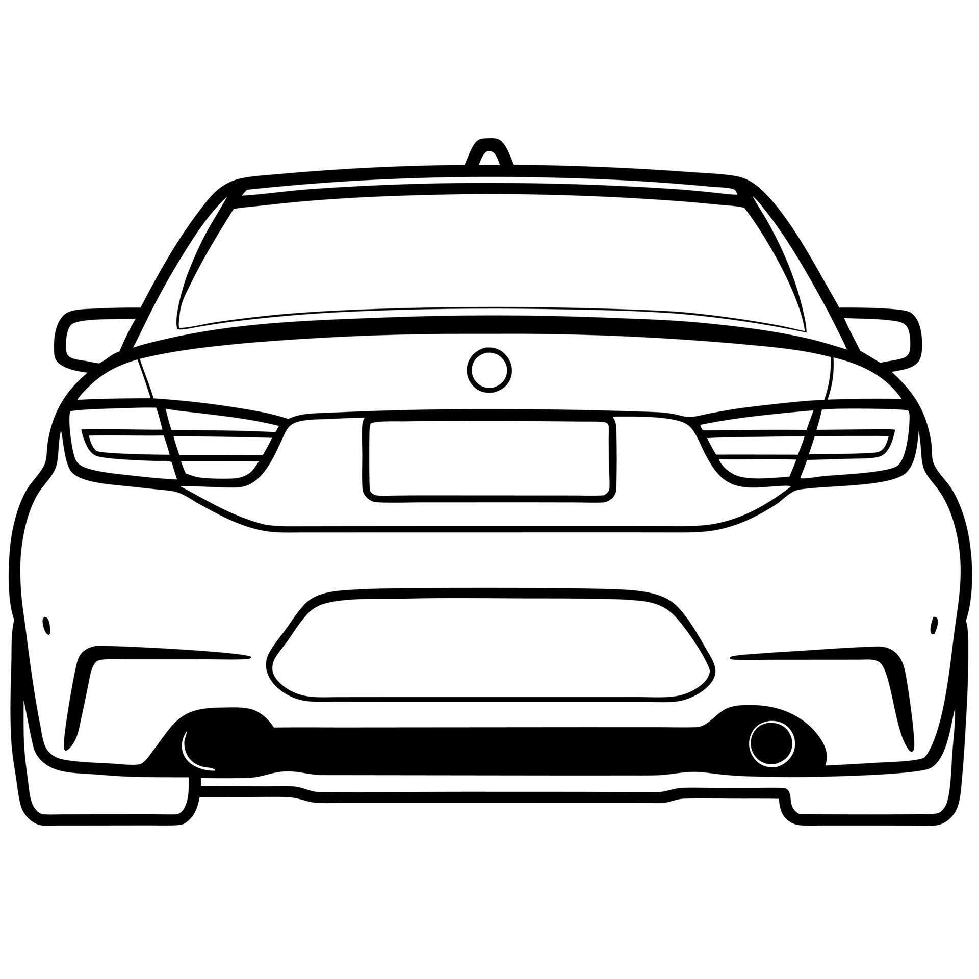 bmw m4 with spoiler detailed from behind, illustration line art ...