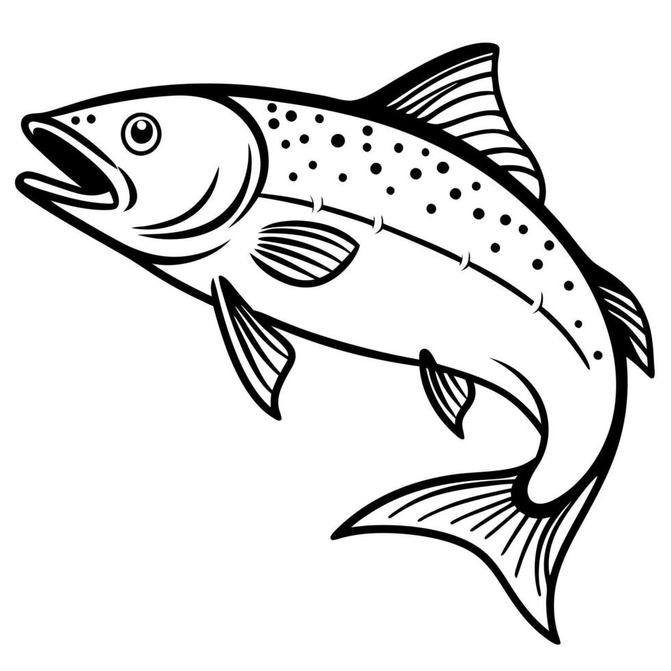 salmon, illustration line art vector