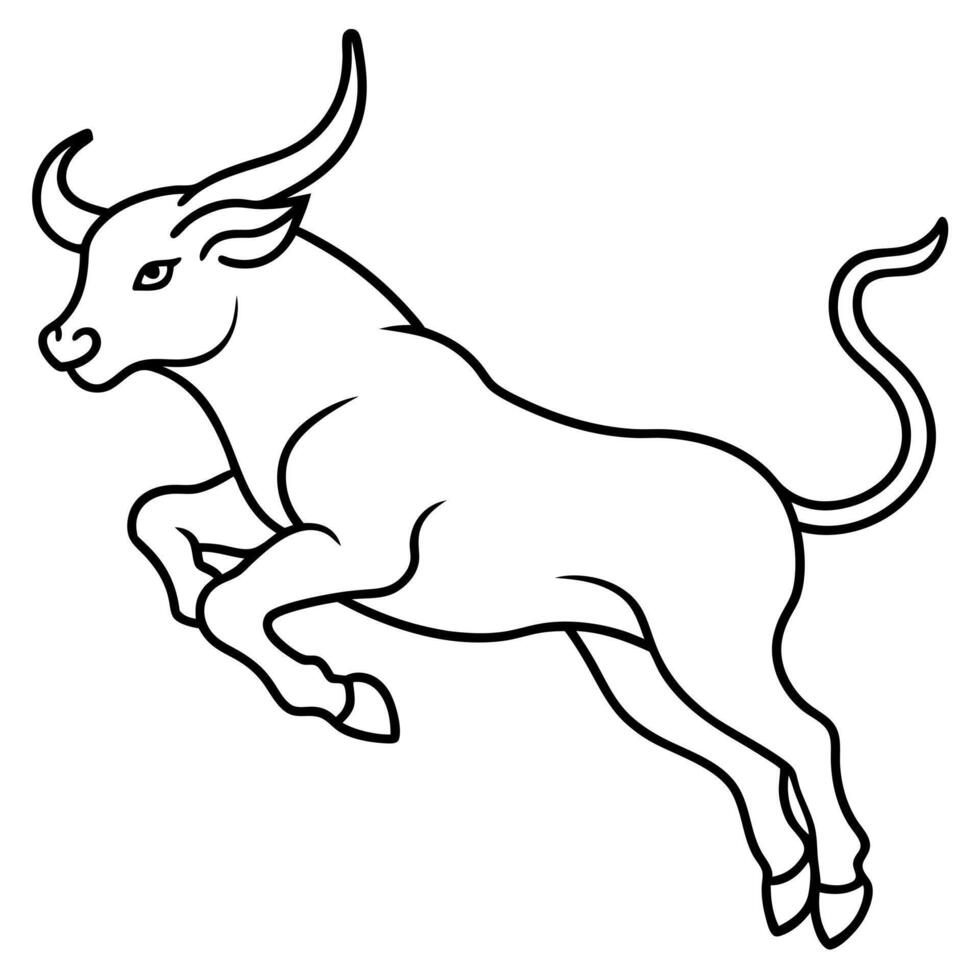 taurus in a jump, illustration line art vector