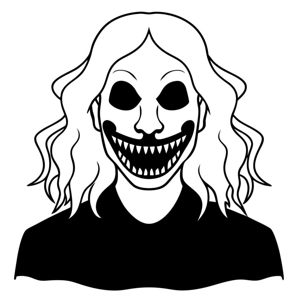 creepy, illustration line art vector