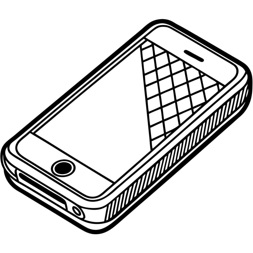 iphone, illustration line art vector