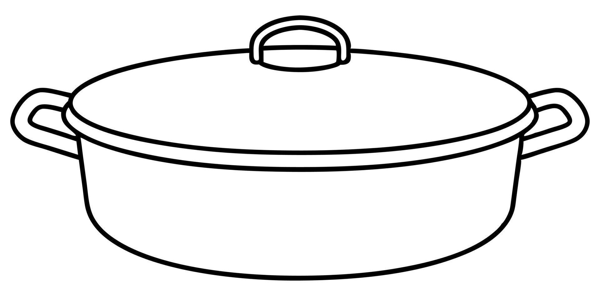 dutch oven, illustration line art vector