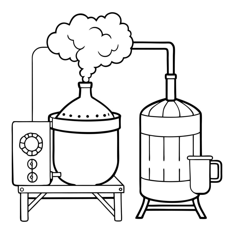 brewing, illustration line art vector