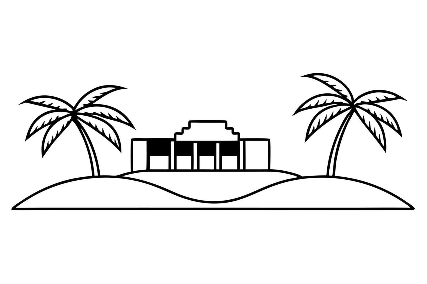 minimal resort silhouette illustration on white background, illustration line art vector