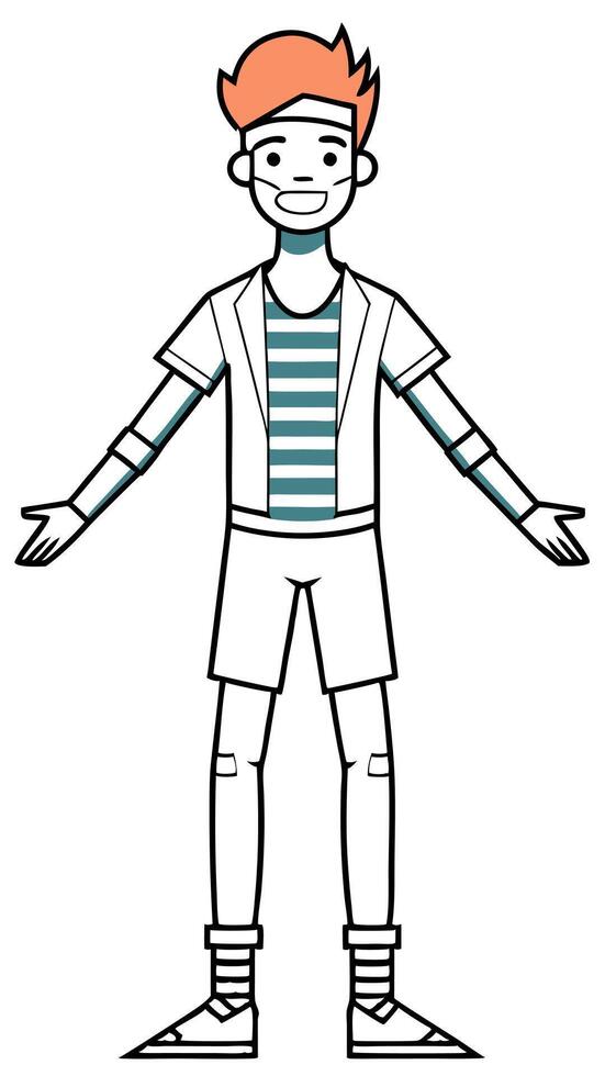 person with arms out to sides, with a plaster cast on right arm and plaster cast on left leg, a vector