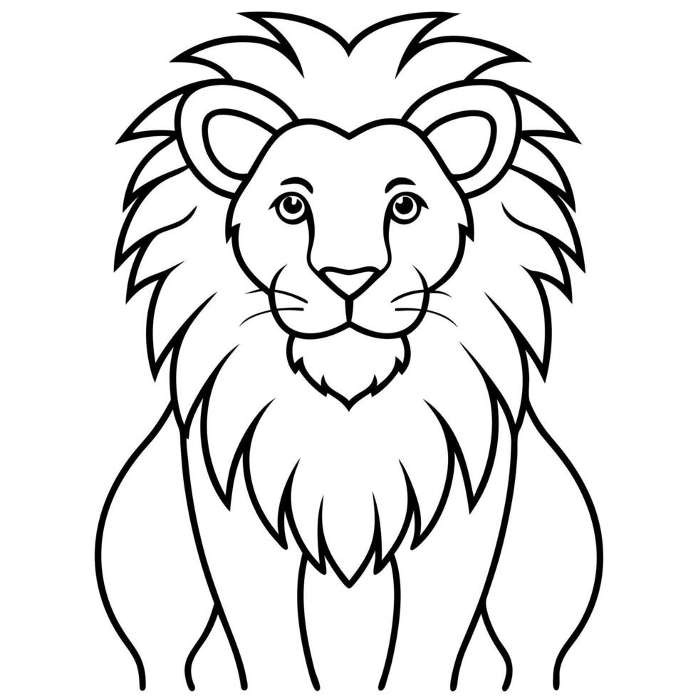 lion, illustration line art vector