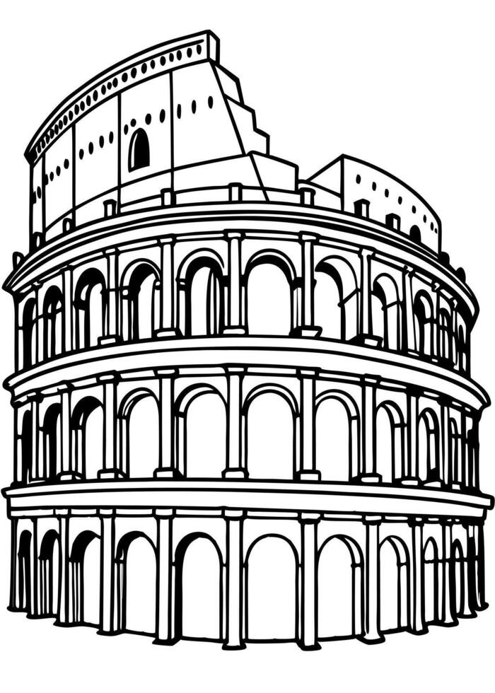 el coliseo de roma, illustration line art vector