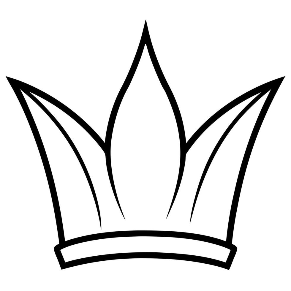 crown silhouette black on white background, illustration line art vector