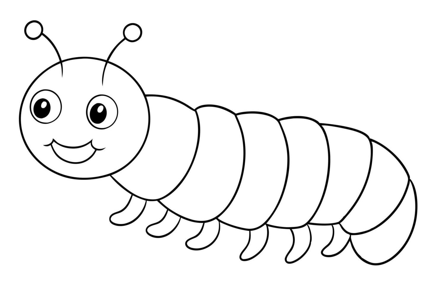 caterpillar cartoon outline coloring page, illustration line art vector