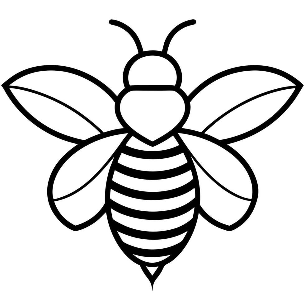 bee logo, illustration line art vector