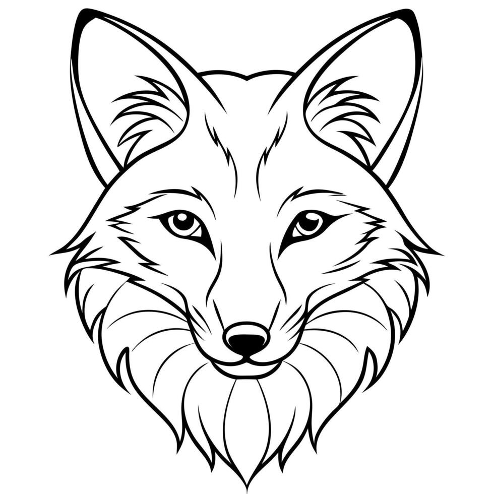 fox head brush stroke line art , white background, illustration line art vector