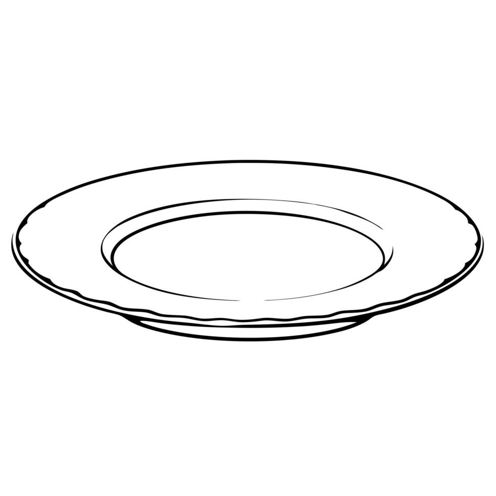empty plate, illustration line art vector
