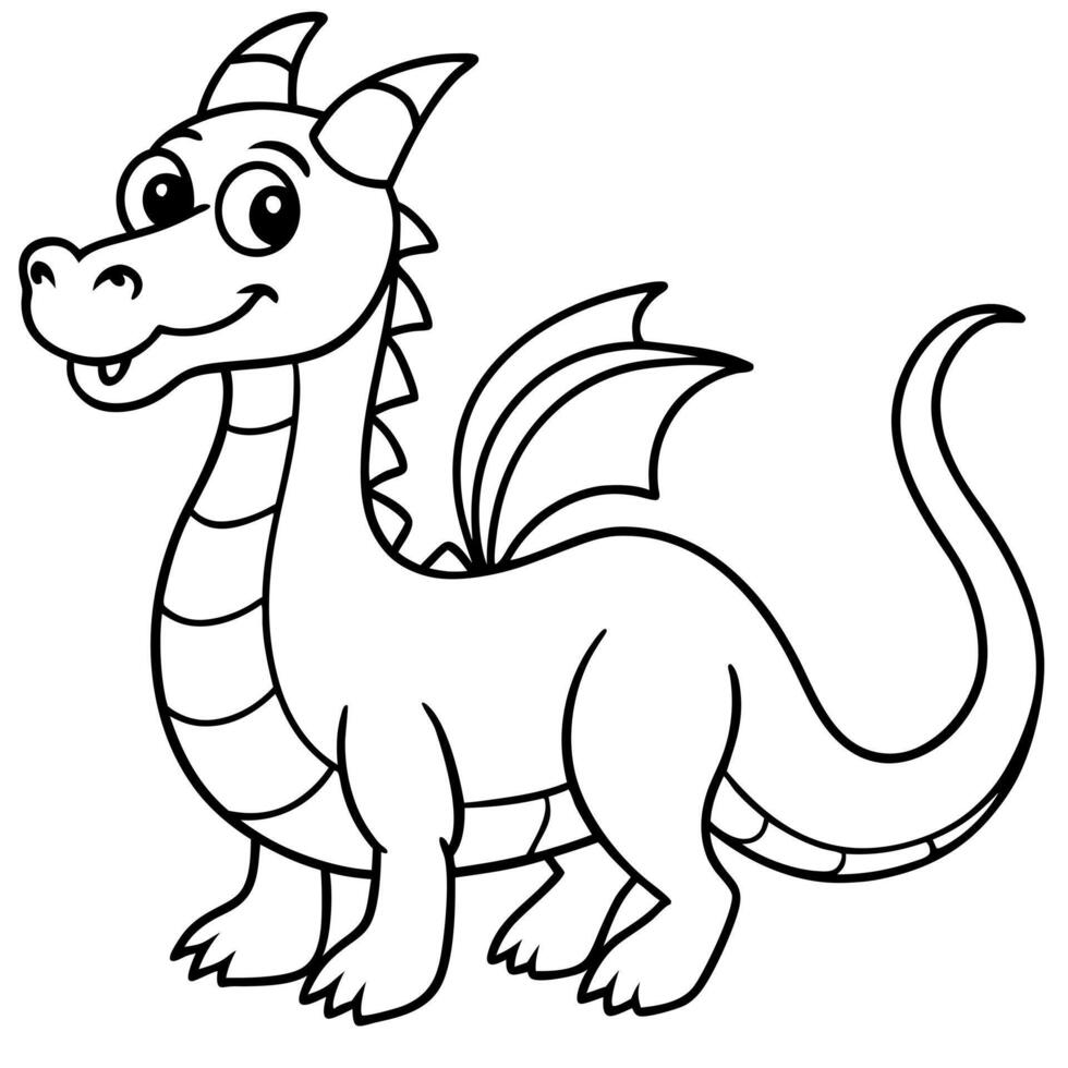 a dragon carton, illustration line art vector