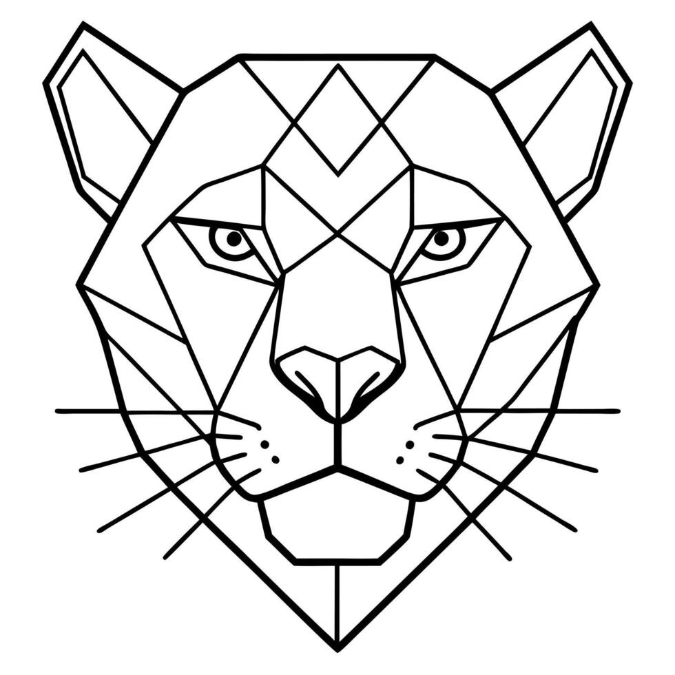 angry panther face geometry , illustration line art vector