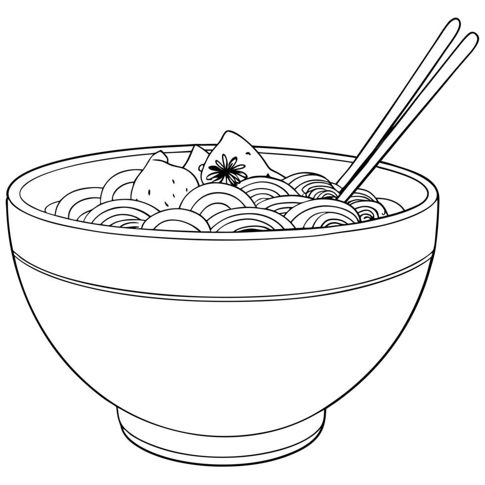 boat noodles, illustration line art vector