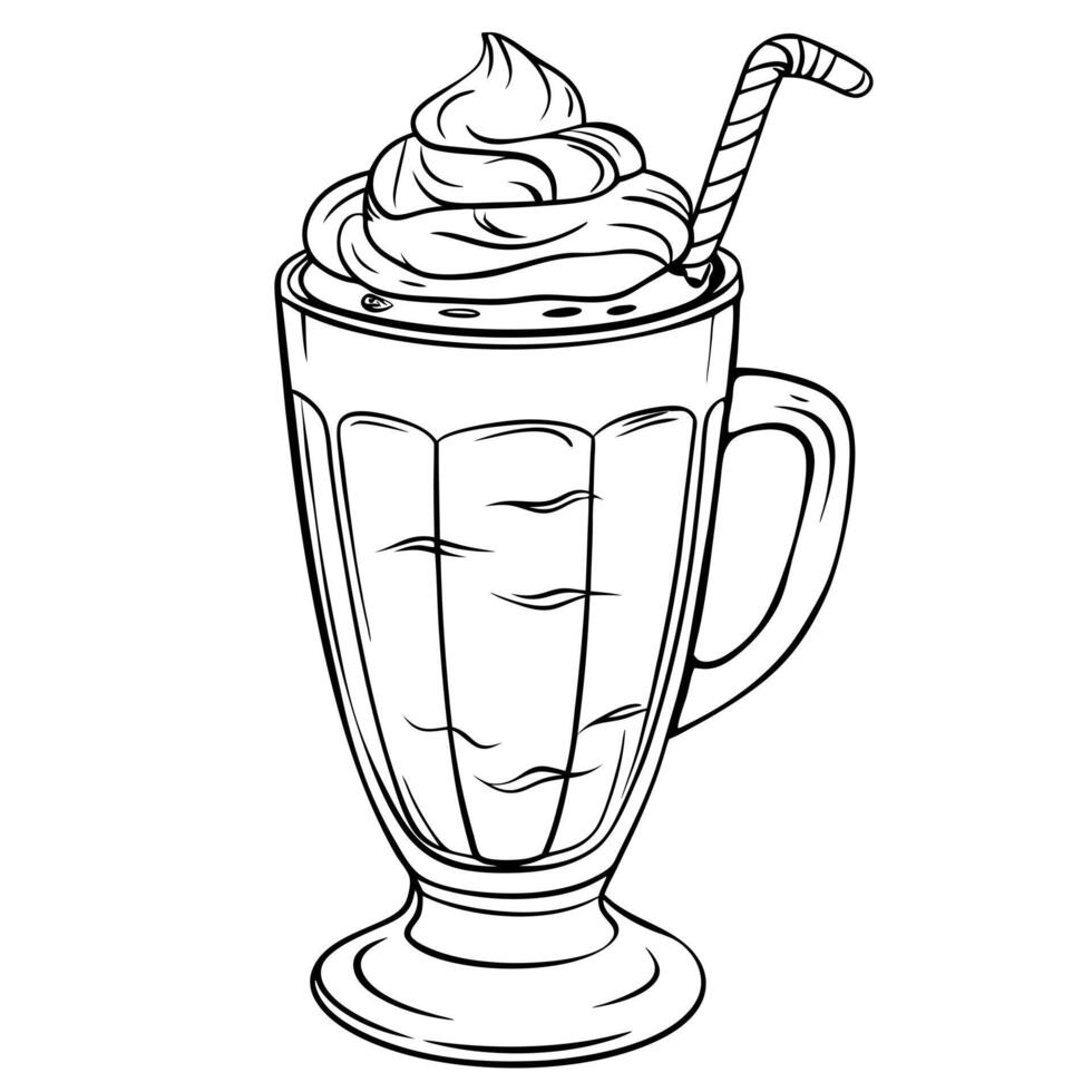 ice coffee, illustration line art vector