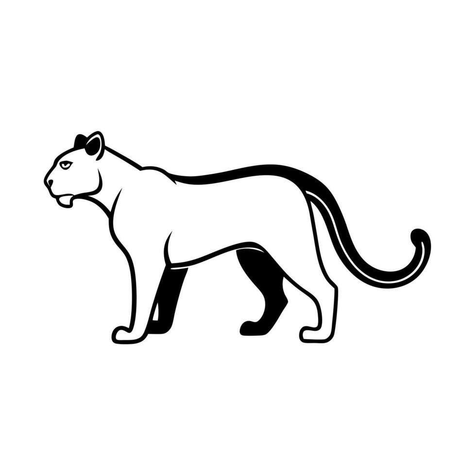 panther silhouette logo icon cougar symbol puma sign wild cat jaguar illustration on white vector