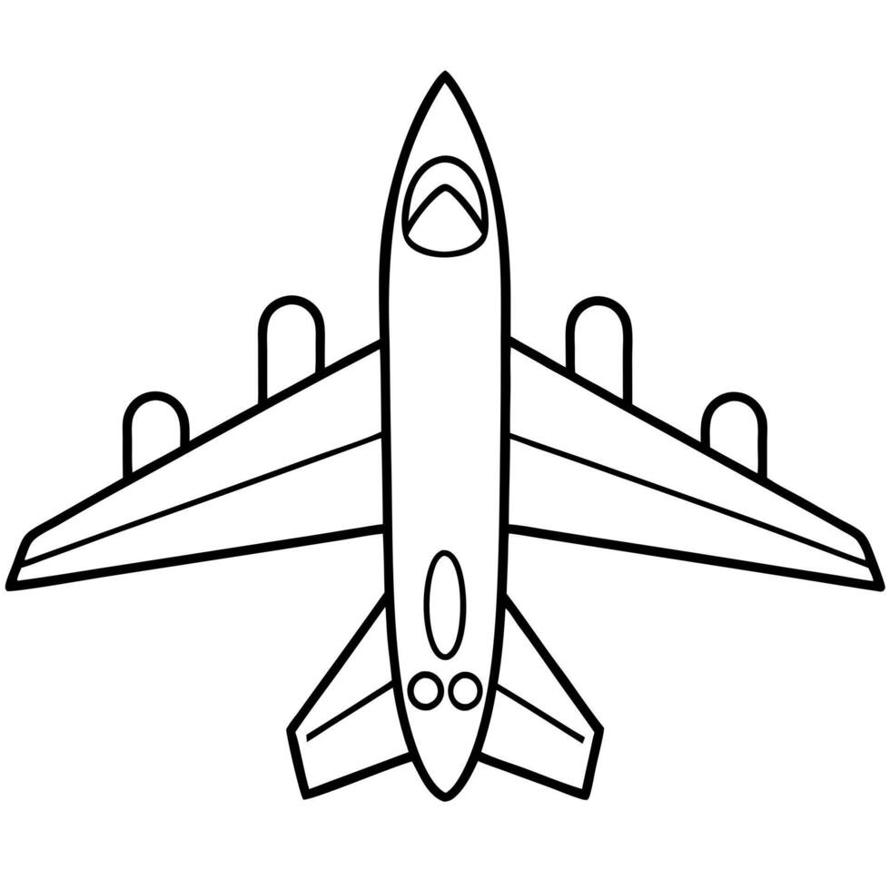 airplane, illustration line art vector