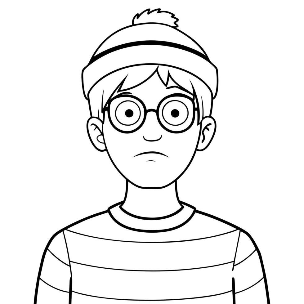 wally looks up, illustration line art vector