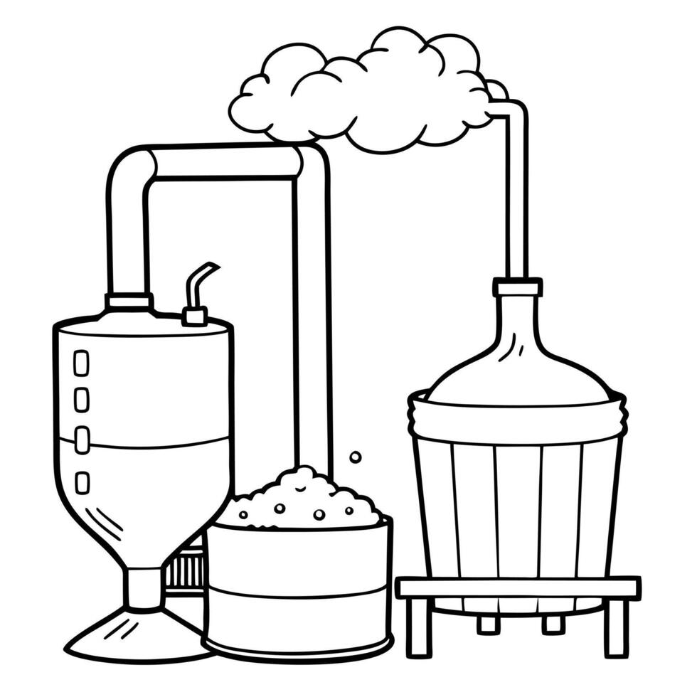 brewing, illustration line art vector