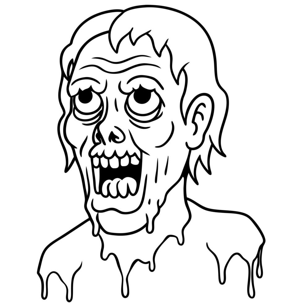 zombies face melting off, illustration line art vector