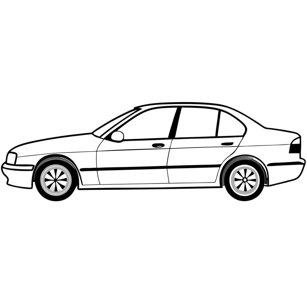 bmw auto side, illustration line art vector