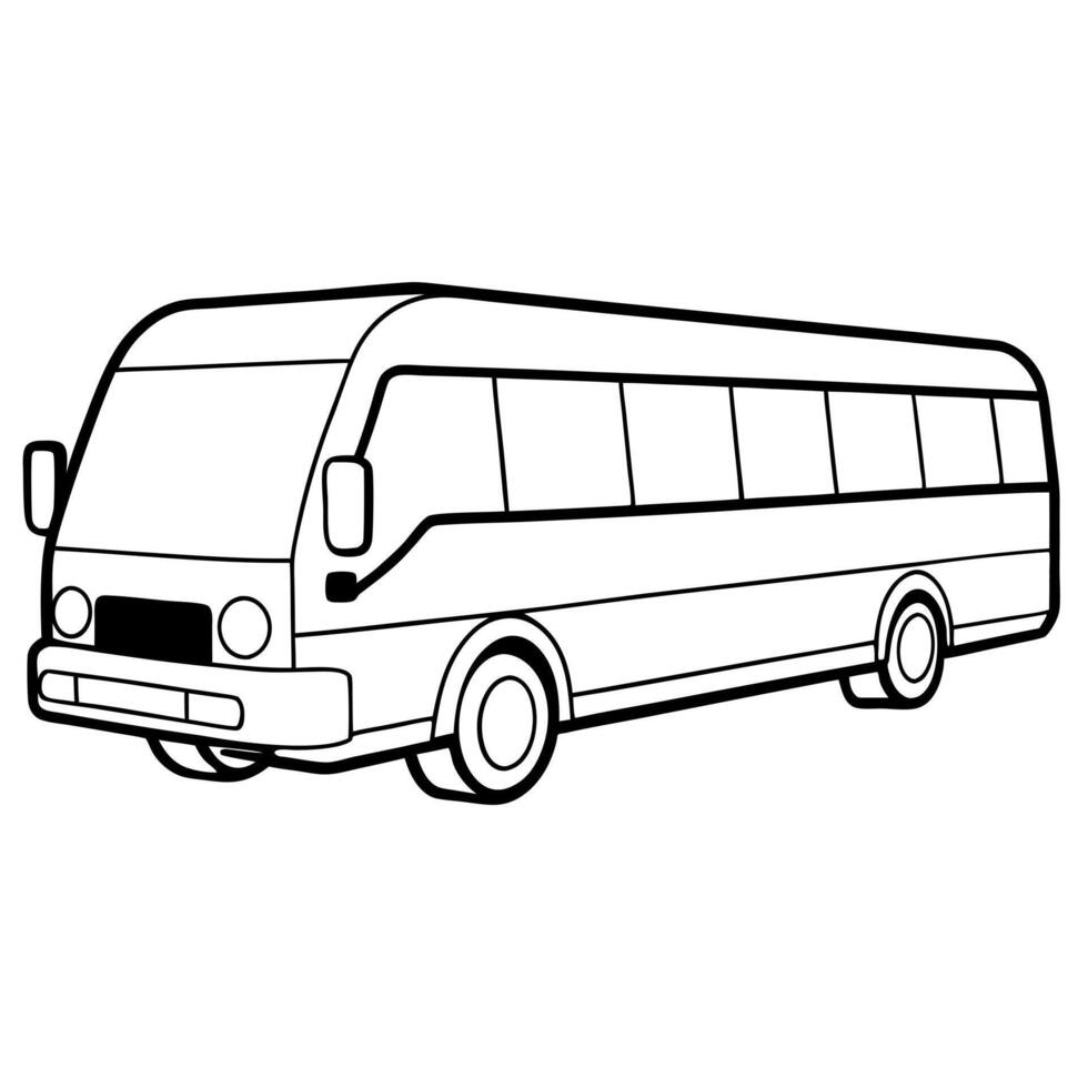modern bus, illustration line art vector