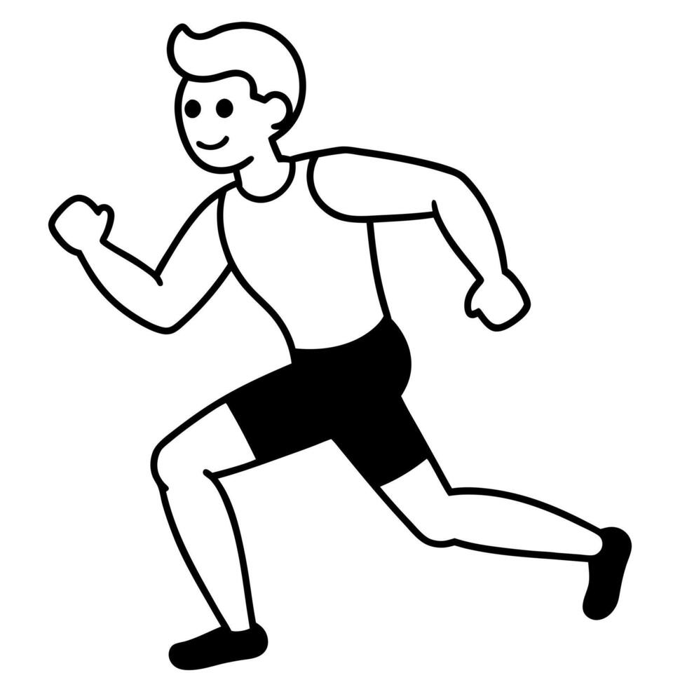 a simple athlete character running, isolated on white background, sharp focus, high-resolution, vector