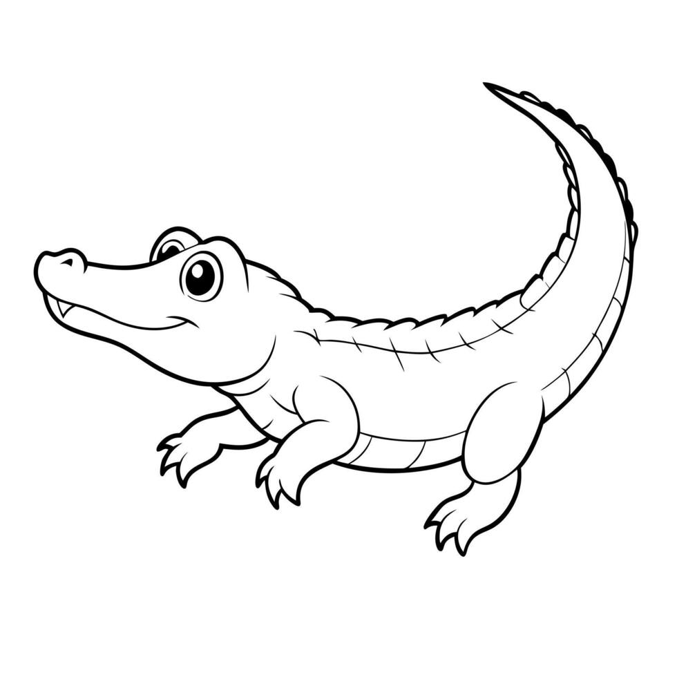 cute american alligator jumping cartoon flat style drawing isolated on a white background, vector