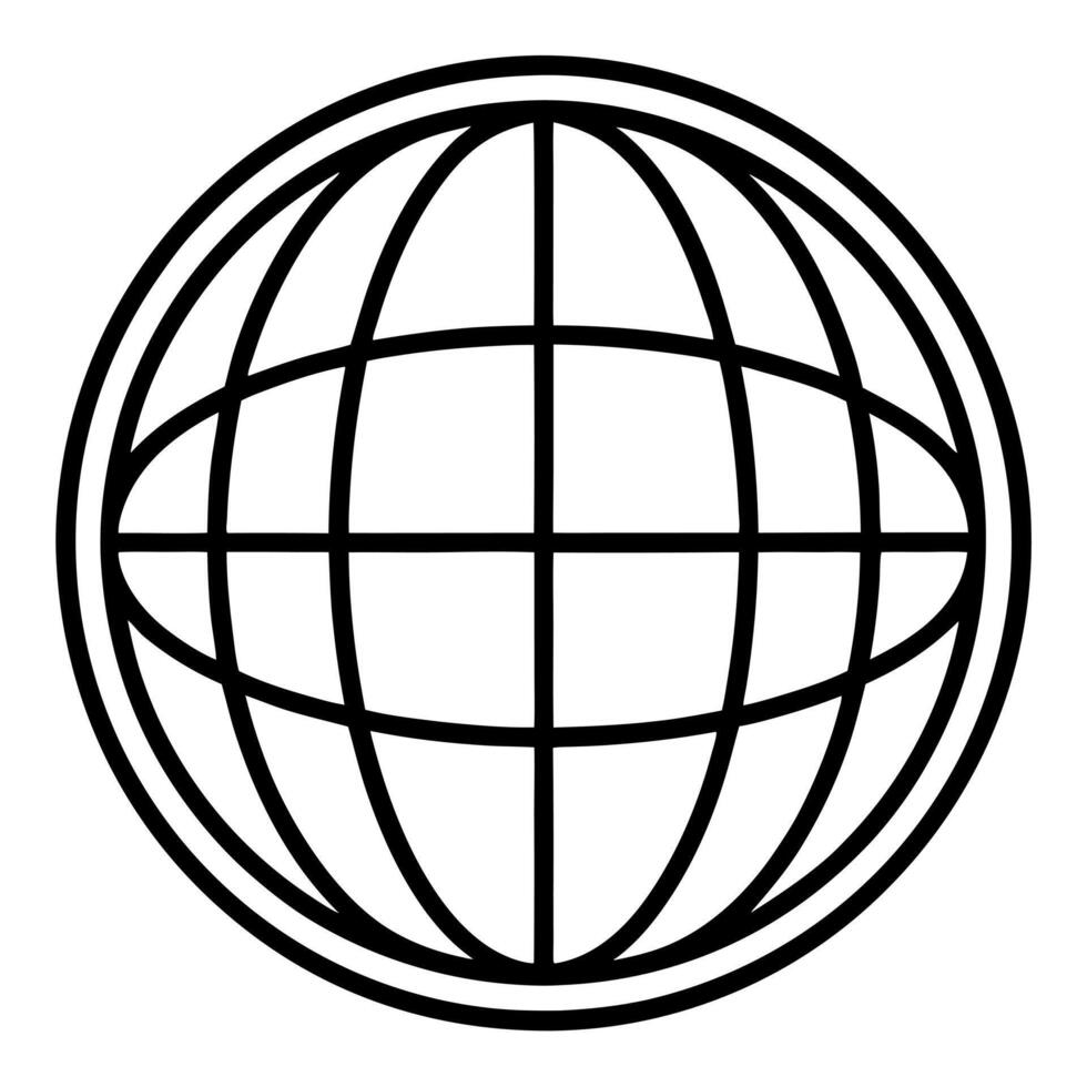 black and white logo of the earth globe on a light background, in a simple minimalistic vector