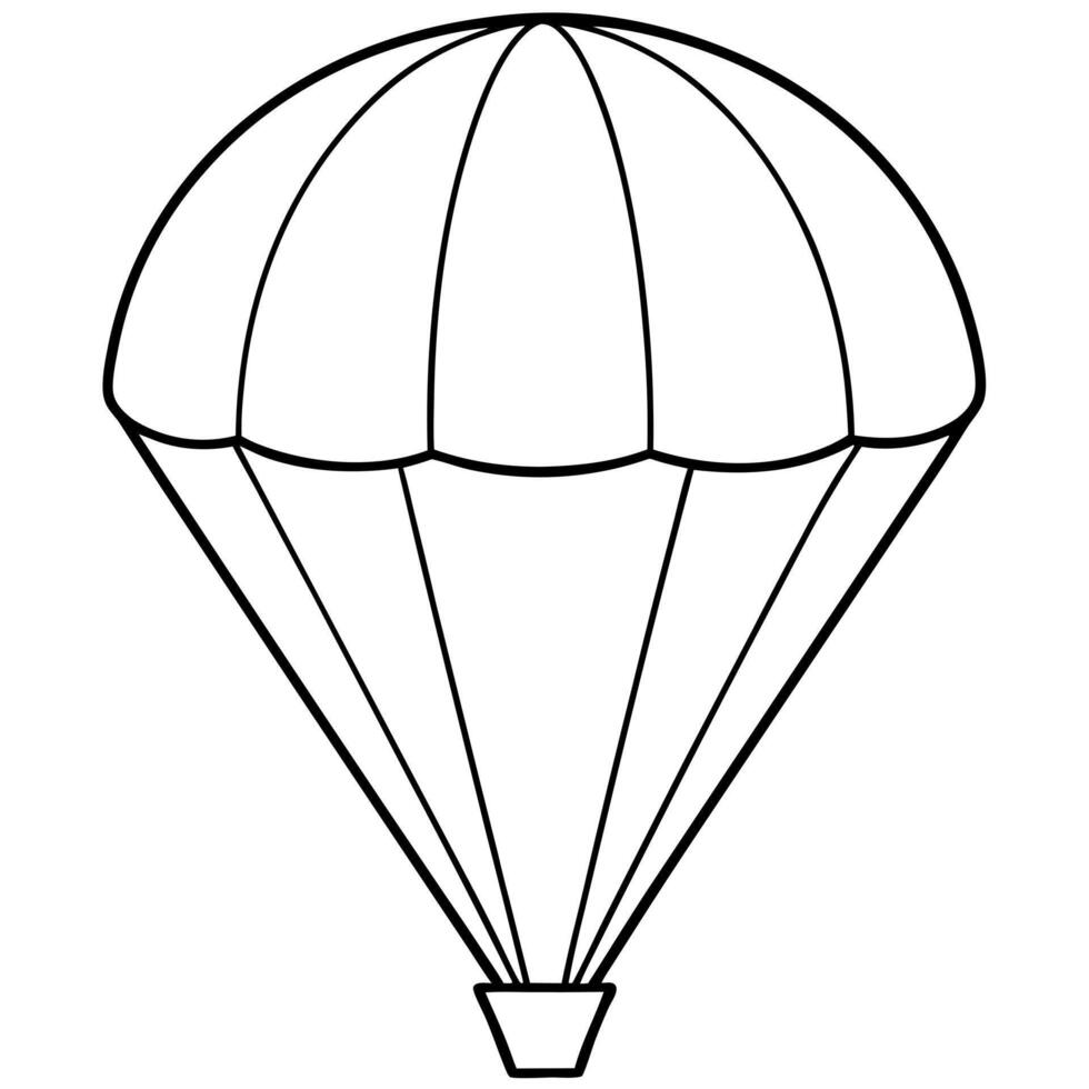 balloon parachute outline art illustration has smooth lines on a white background, vector
