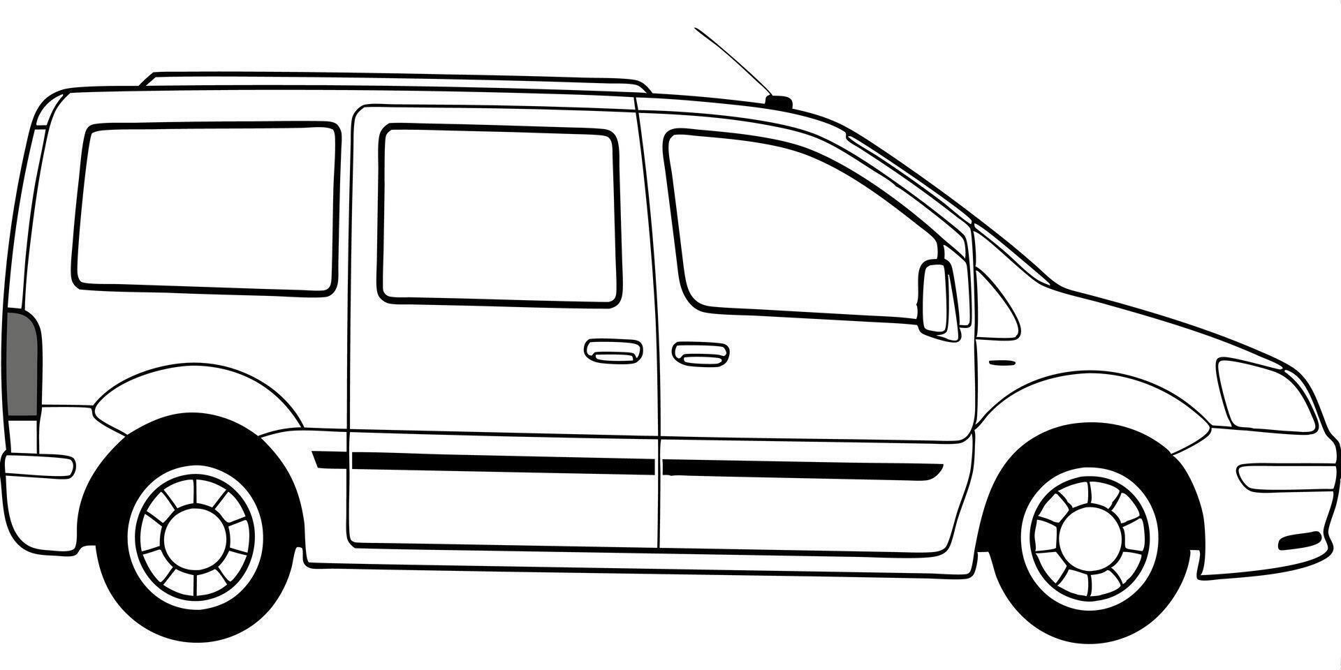 peugeot partner, side, illustration line art vector