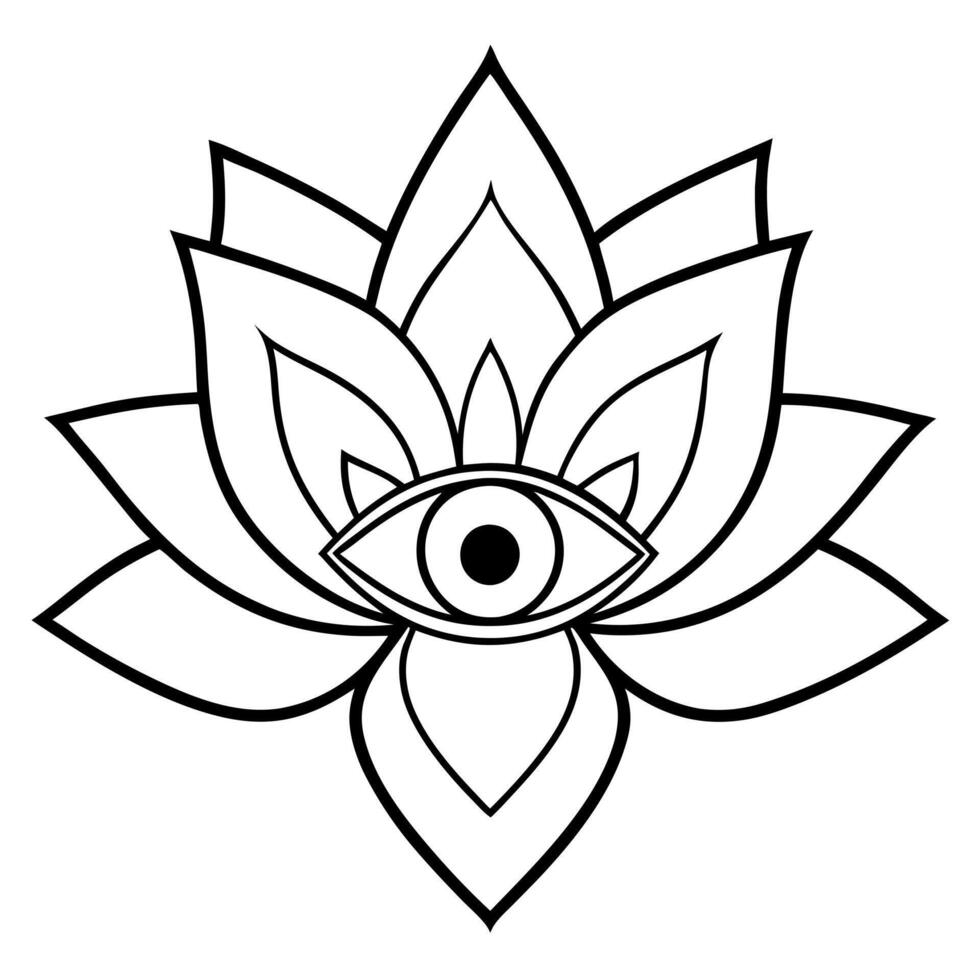 lotus flower with evil eye mandala design - symbol of protection on white background, vector