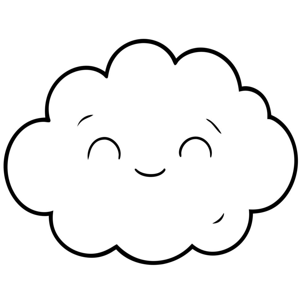 cartoon, realistic simple cloud, illustration line art vector