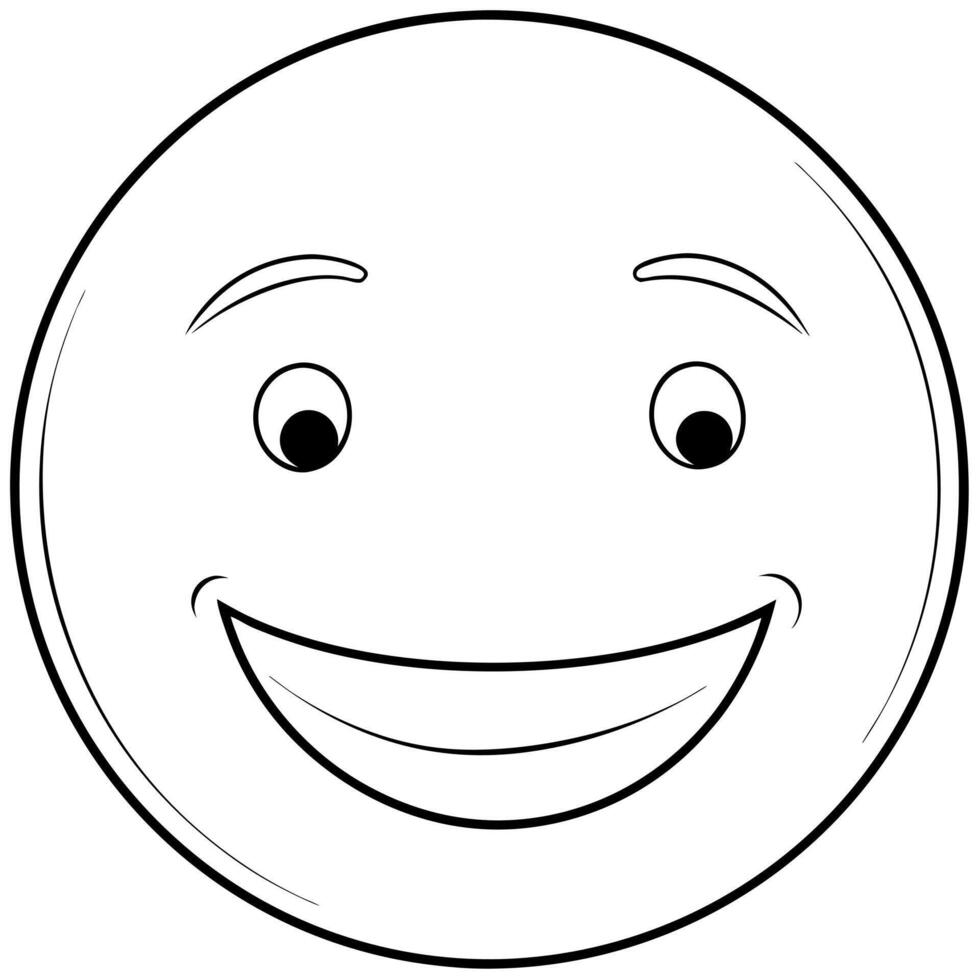 round smile feeling good, illustration line art vector