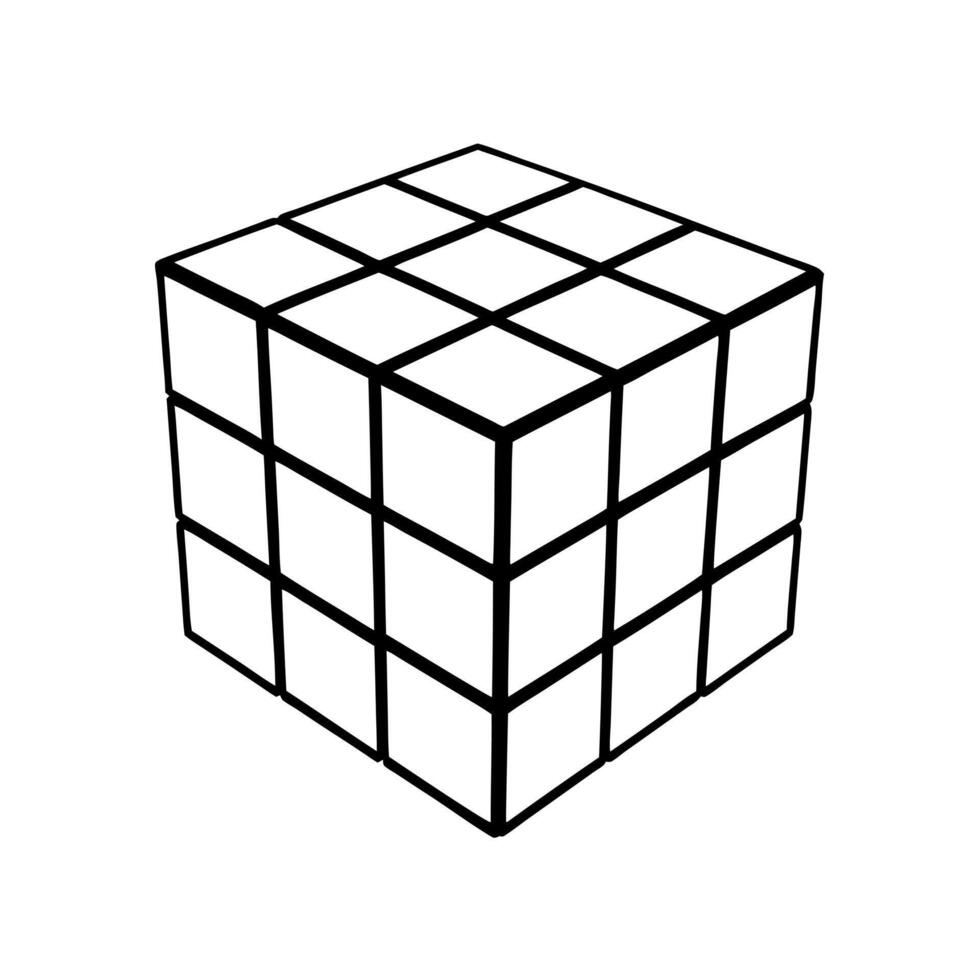 rubic cube, illustration line art vector