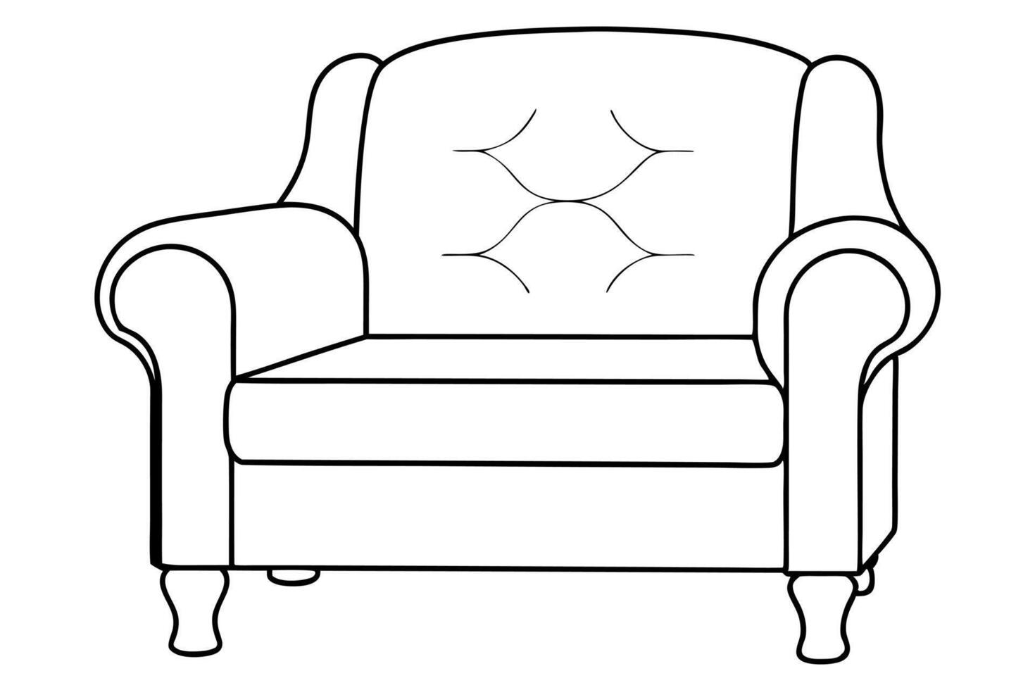 4 set armchair line art black and white, illustration line art vector
