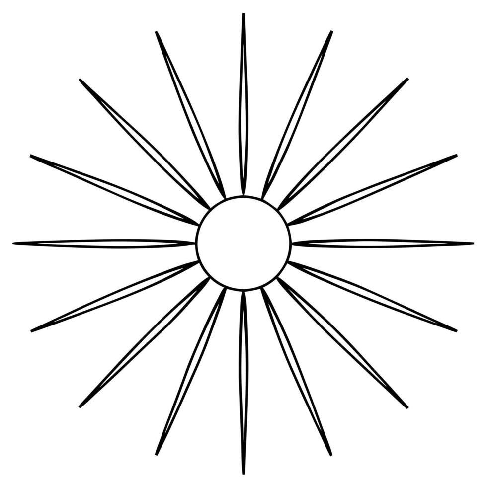 stylized sunburst rays radiating outward, illustration line art vector