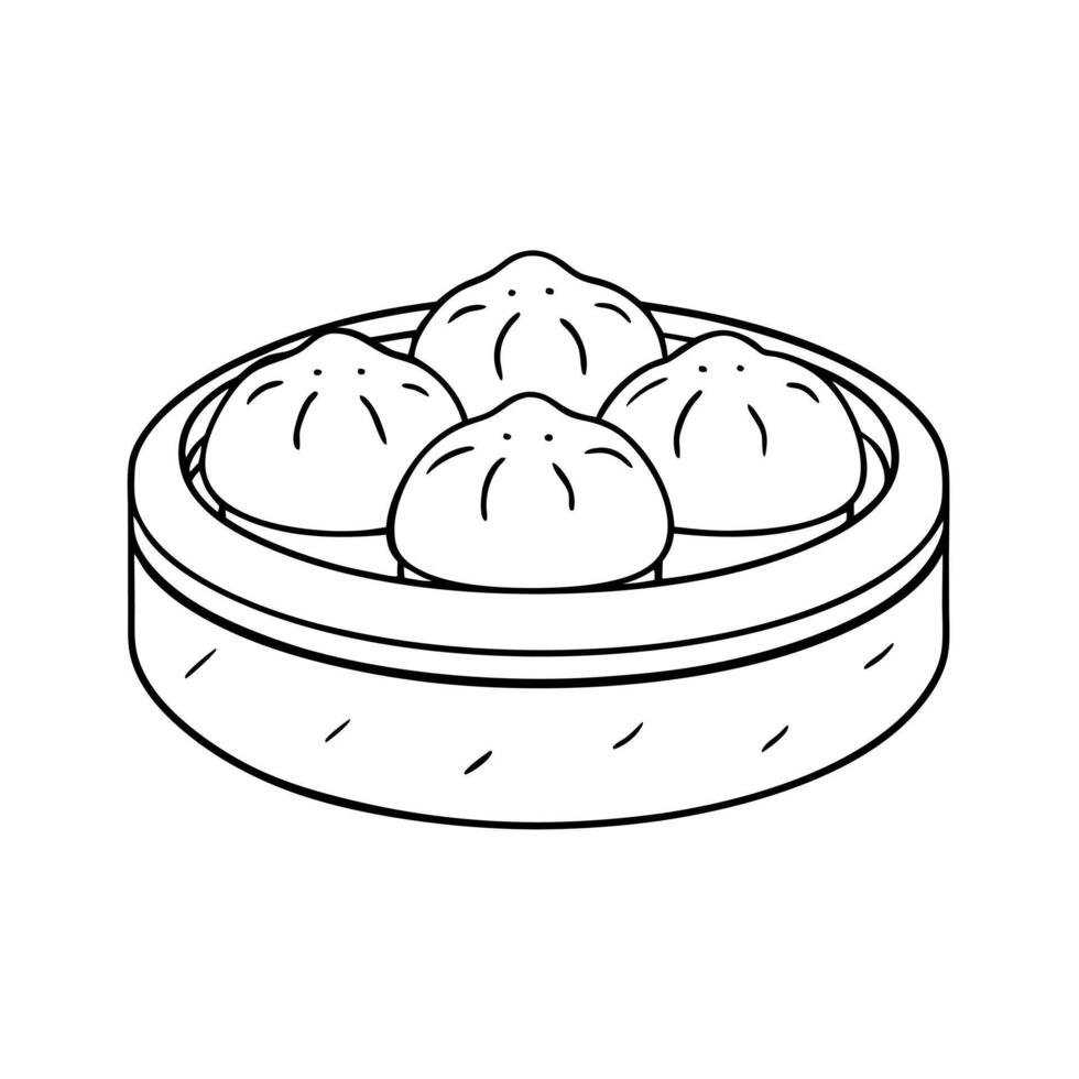 dim sum, illustration line art vector