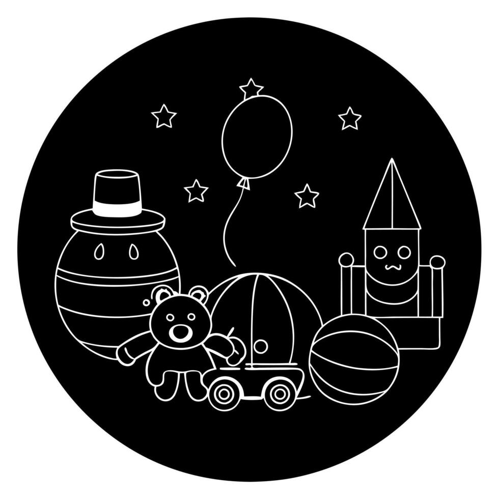 toys, illustration line art vector