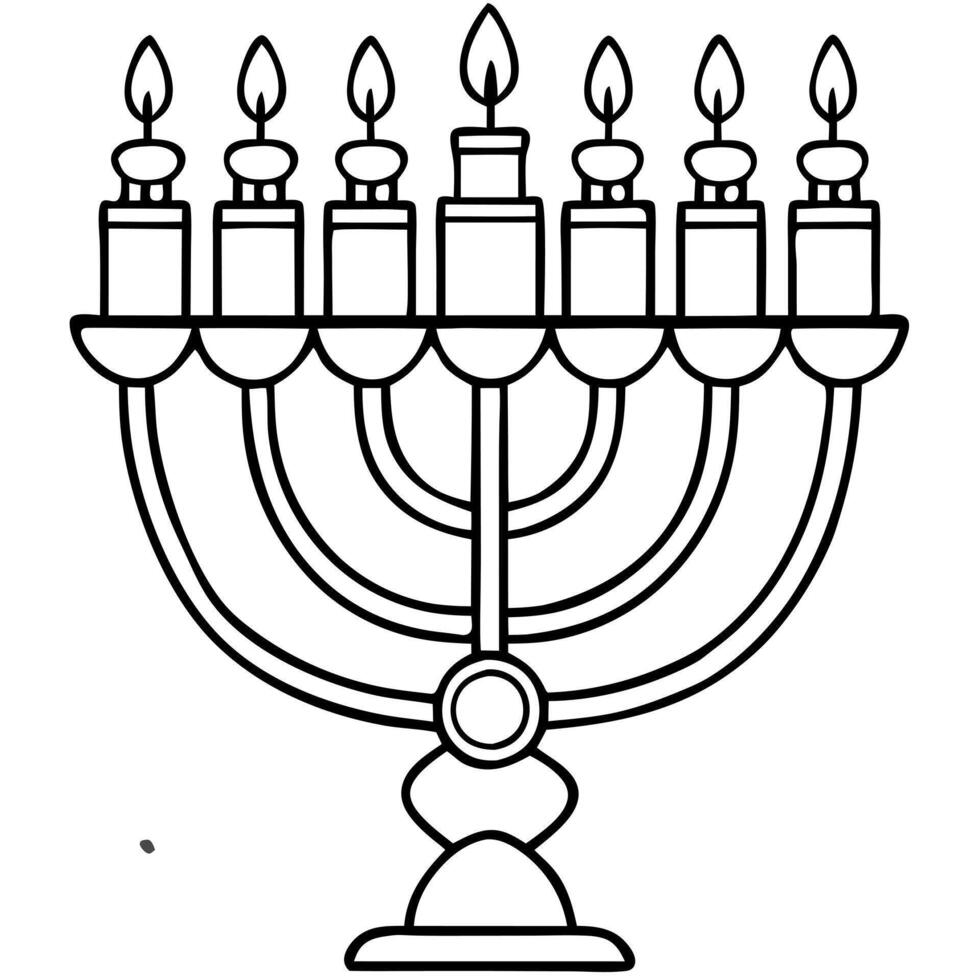 cartoon style hanukkah, illustration line art vector