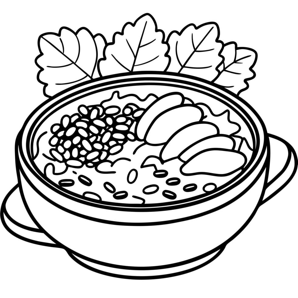 brazilian feijoada with rice, sausage, and greens, brazilian cuisine, feijoada recipe, bean stew, vector