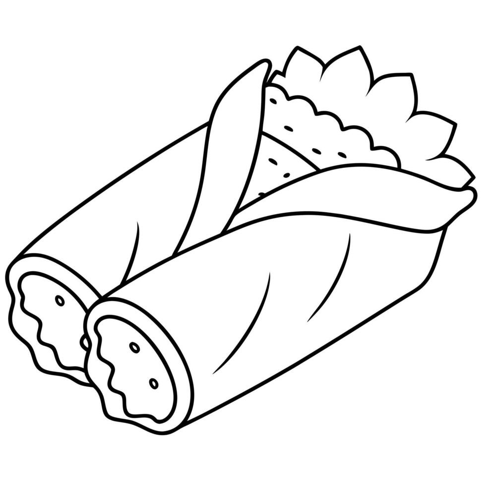 spring rolls, illustration line art vector