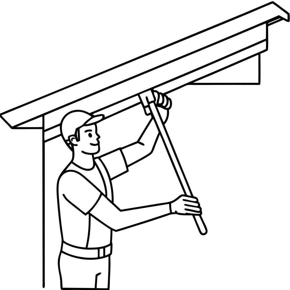 soffit fascia cleaning, illustration line art vector