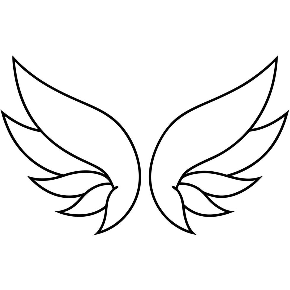 minimalist angel wings, simmetry, illustration line art vector