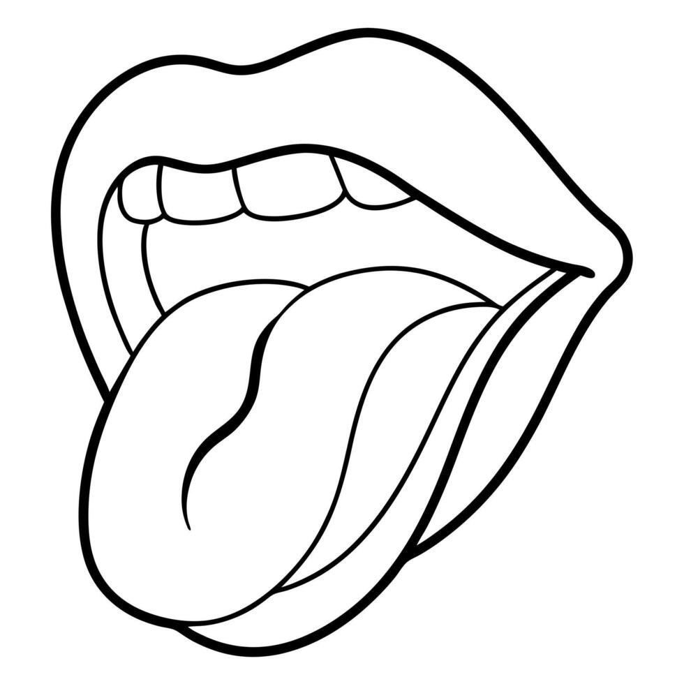 tongue, illustration line art vector