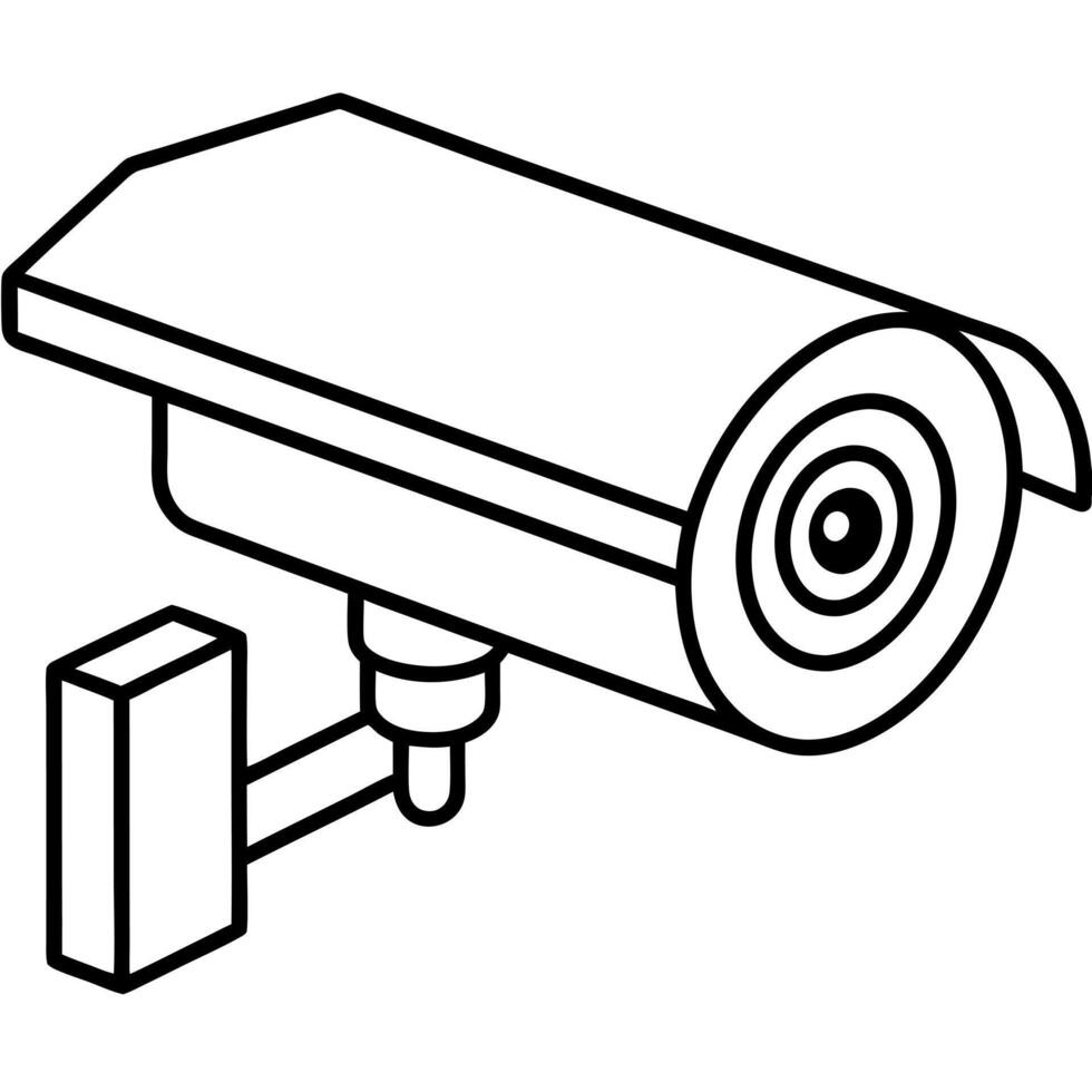 cctv camera, illustration line art vector